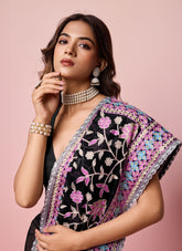 Black colour saree looking sumptuous